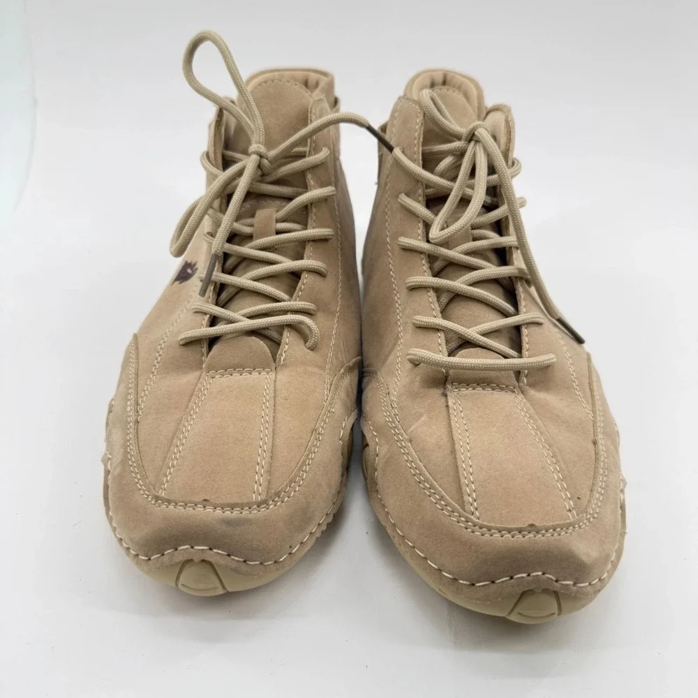 LDECK Driving Ankle Boots Mens 44 Strap Nubuck Leather Tan Solid